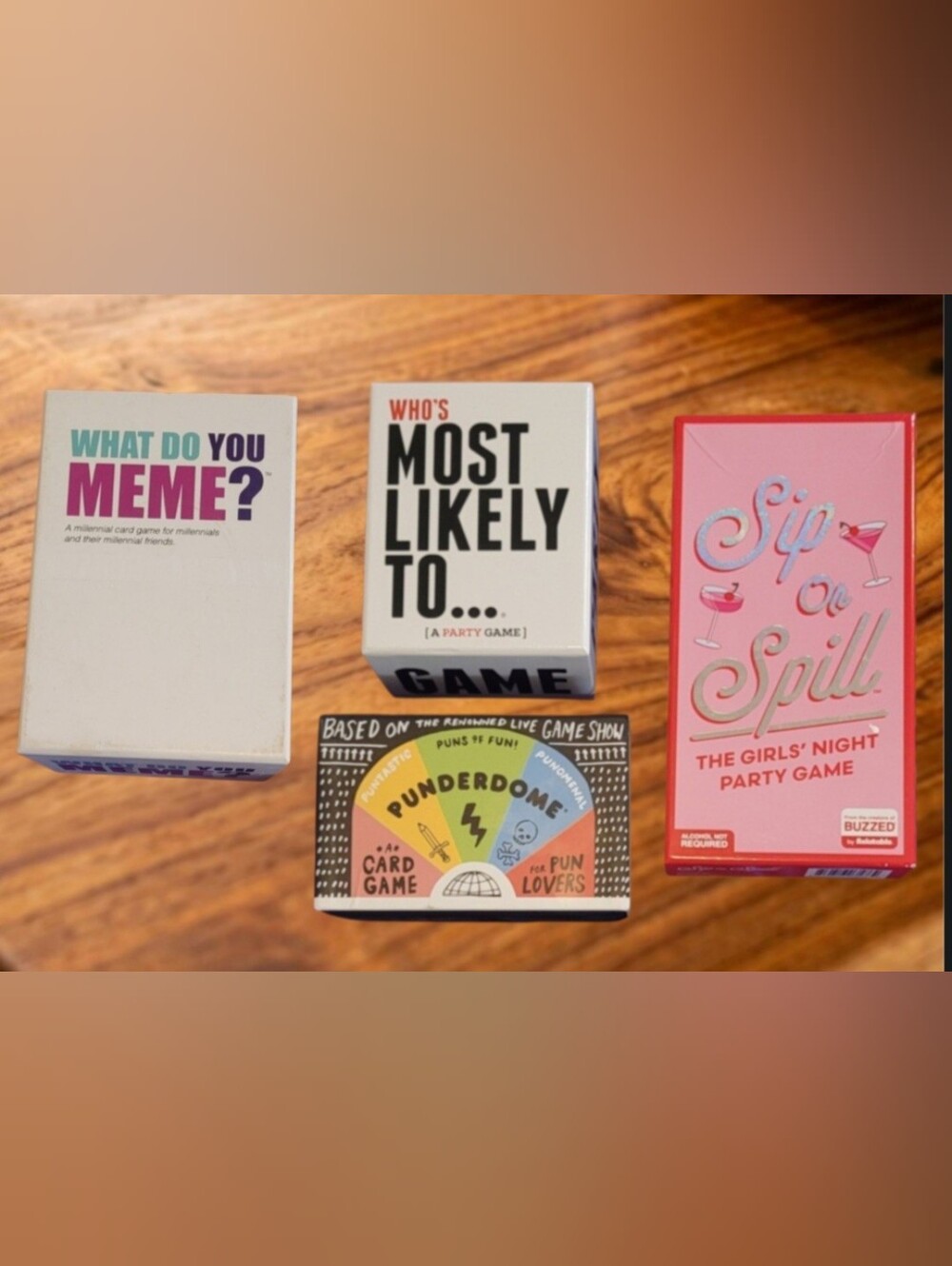 Adult Party & Card Game Bundle what do you meme? Sip or spill (4 games total)